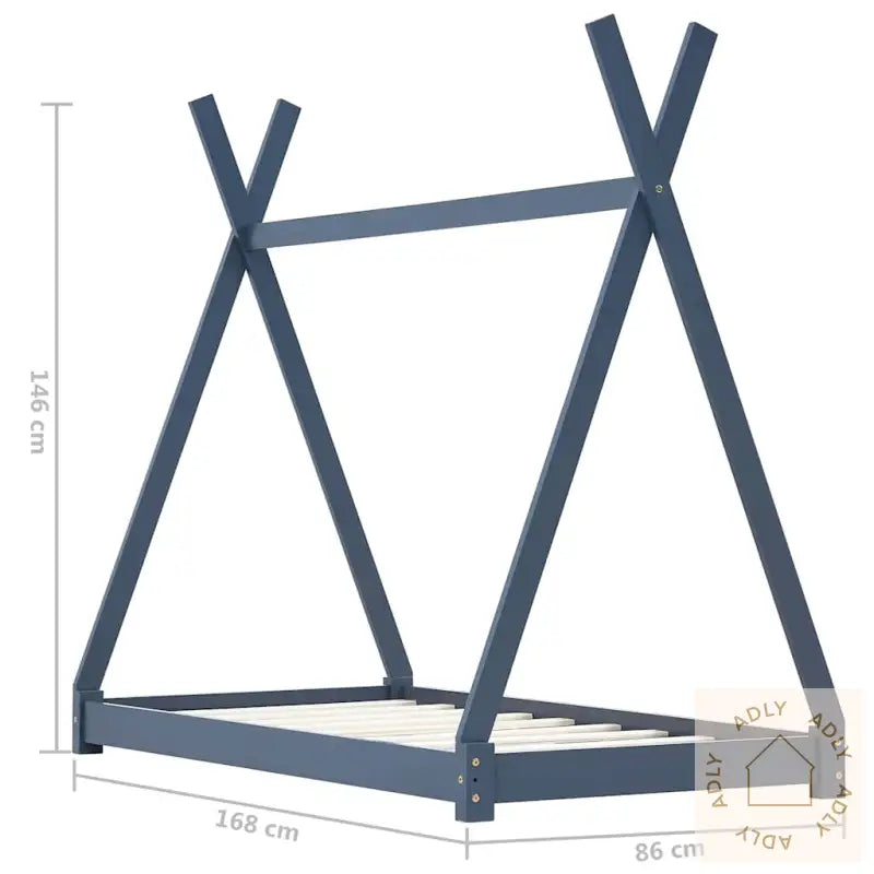 Sengeramme For Barn Heltre Furu Grå 80X160 Cm