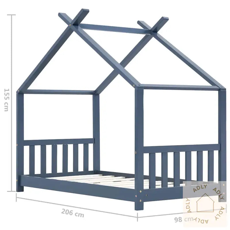 Sengeramme For Barn Heltre Furu Grå 90X200 Cm