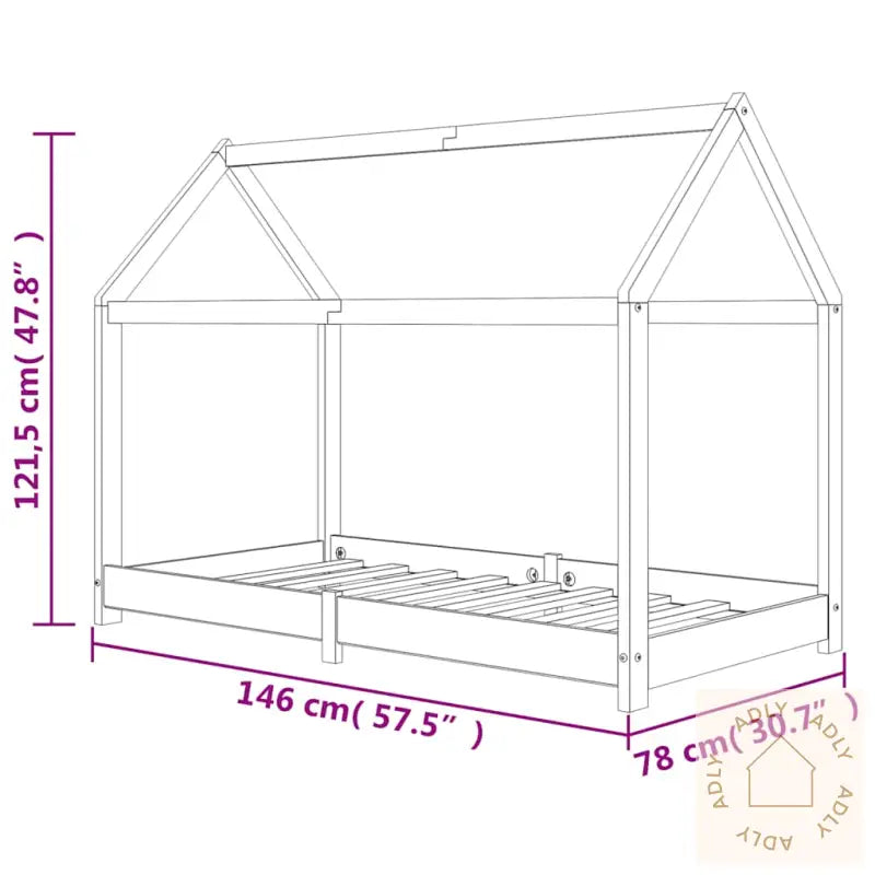 Sengeramme For Barn Heltre Furu Grå 70X140 Cm