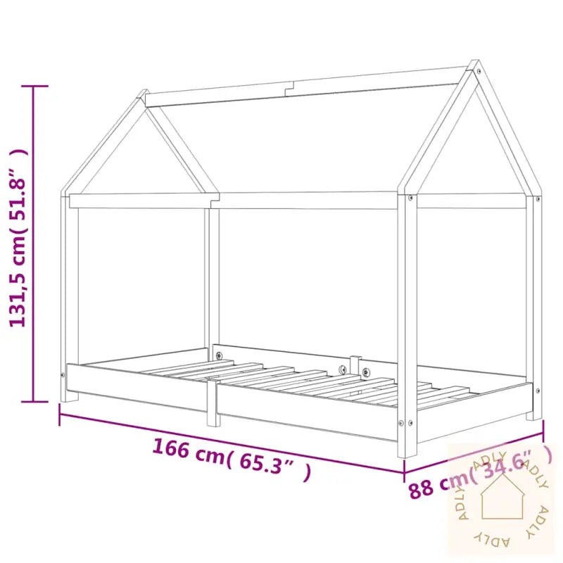 Sengeramme For Barn Heltre Furu Hvit 80X160 Cm