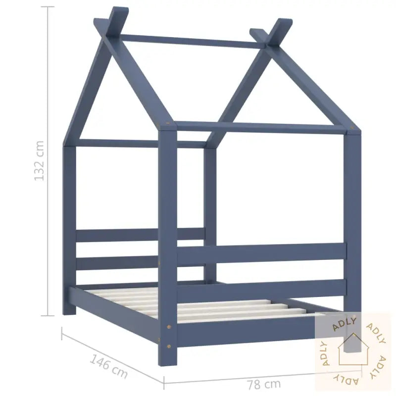 Sengeramme For Barn Heltre Furu Grå 70X140 Cm