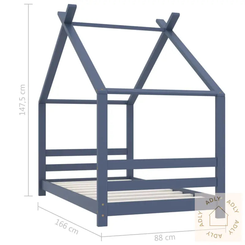 Sengeramme For Barn Heltre Furu Grå 80X160 Cm