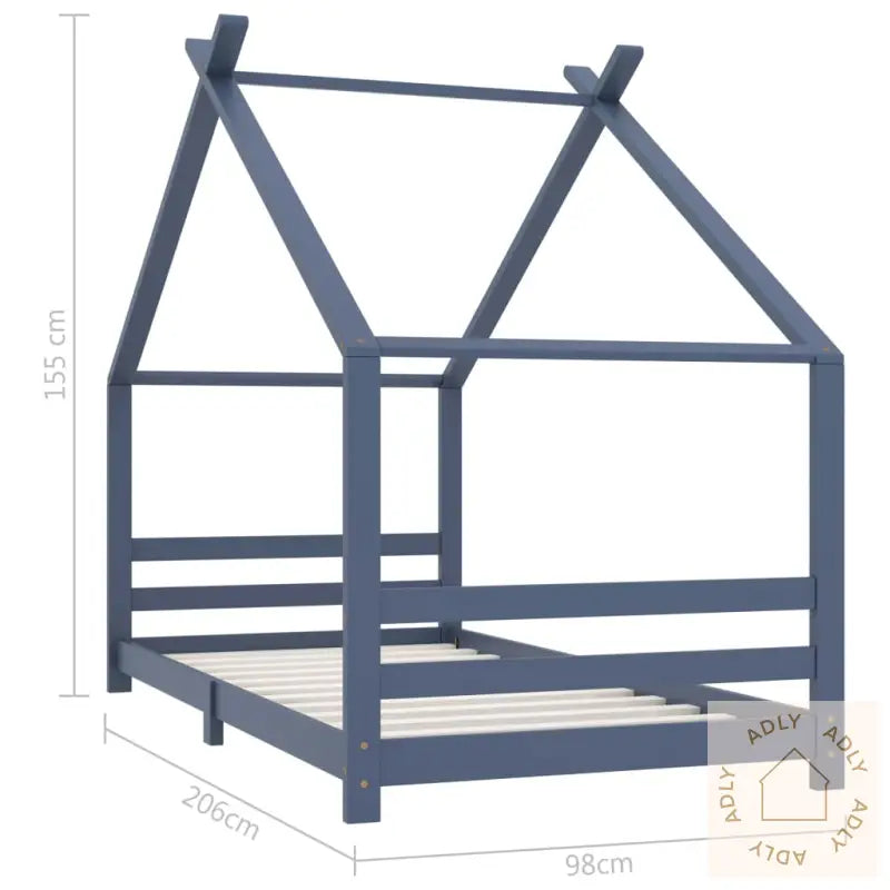 Sengeramme For Barn Heltre Furu Grå 90X200 Cm