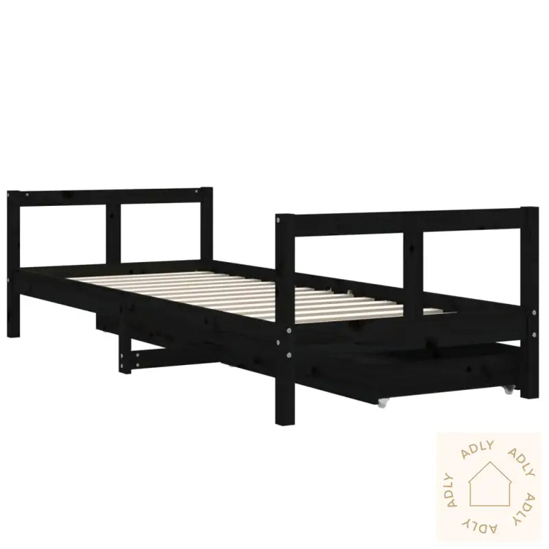 Barnesengeramme Med Skuffer Svart 80X200 Cm Heltre Furu