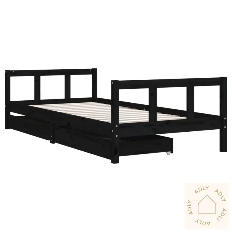 Barnesengeramme Med Skuffer Svart 90X200 Cm Heltre Furu