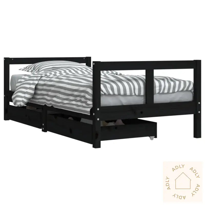 Barnesengeramme Med Skuffer Svart 80X160 Cm Heltre Furu