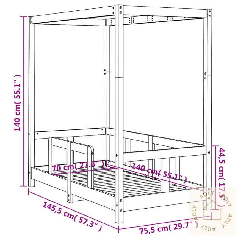 Barnesengeramme Hvit 70X140 Cm Heltre Furu