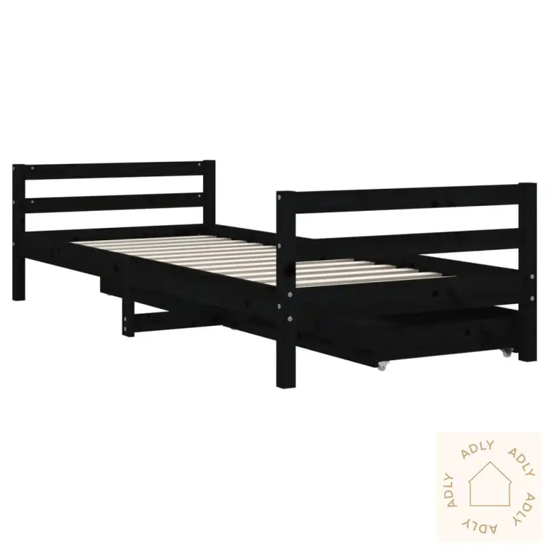 Barnesengeramme Med Skuffer Svart 80X200 Cm Heltre Furu