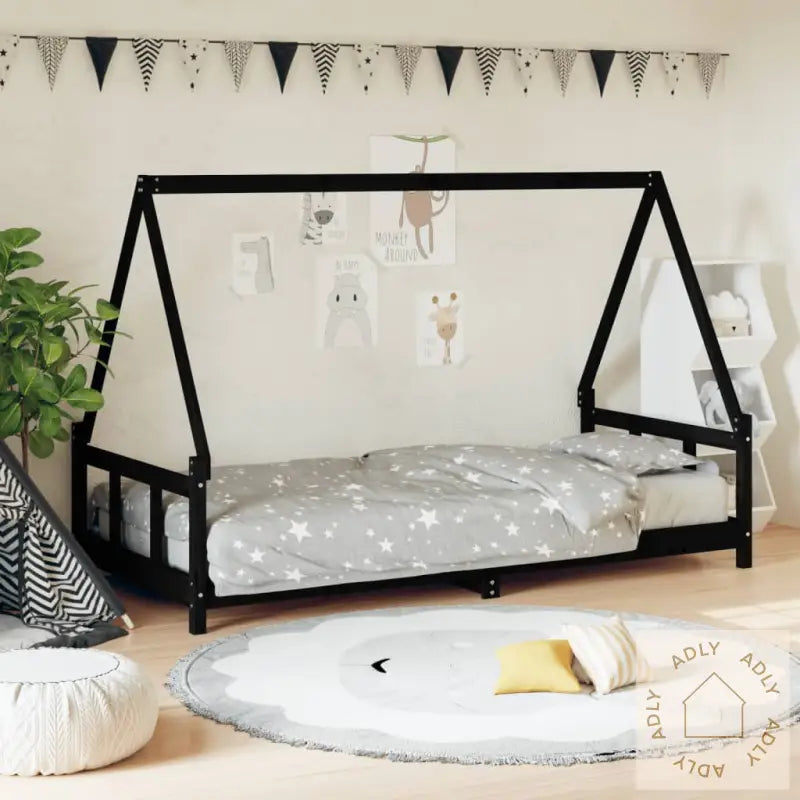 Barnesengeramme Svart 90X190 Cm Heltre Furu