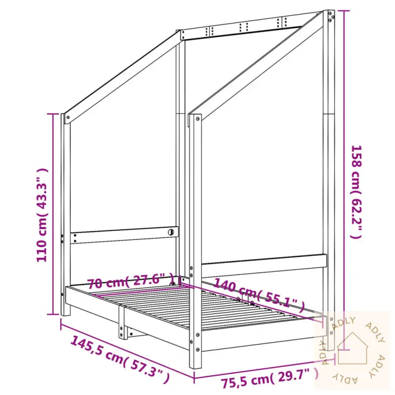 Barnesengeramme Hvit 70X140 Cm Heltre Furu