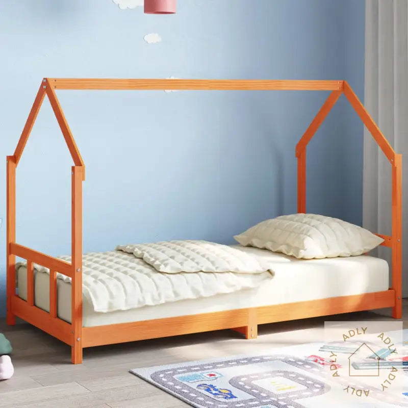 Sengeramme For Barn Voksbrun 90X190 Cm Heltre Furu