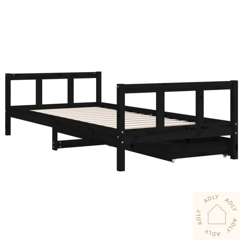 Barnesengeramme Med Skuffer Svart 90X200 Cm Heltre Furu