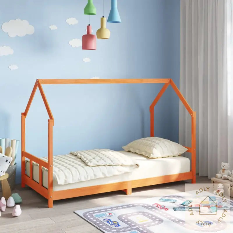 Sengeramme For Barn Voksbrun 90X190 Cm Heltre Furu