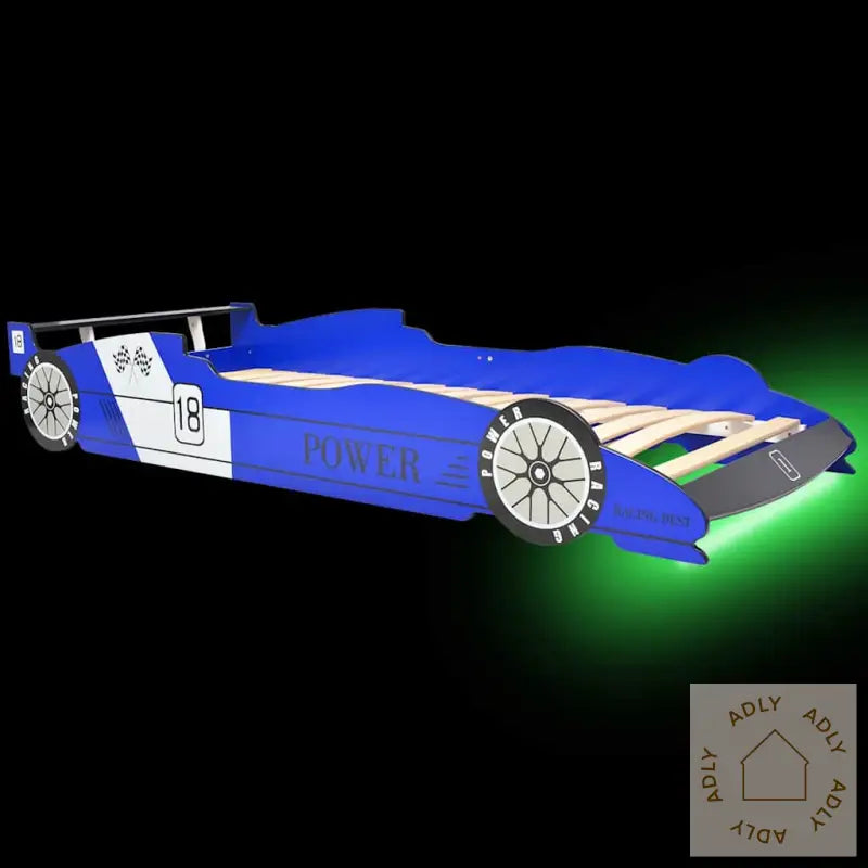 Barnas Racerbilseng Med Led 90X200 Cm Blå