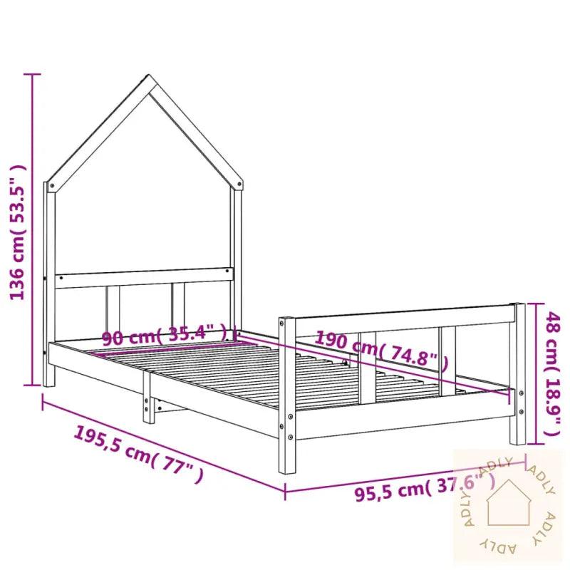 Barnesengeramme Svart 90X190 Cm Heltre Furu
