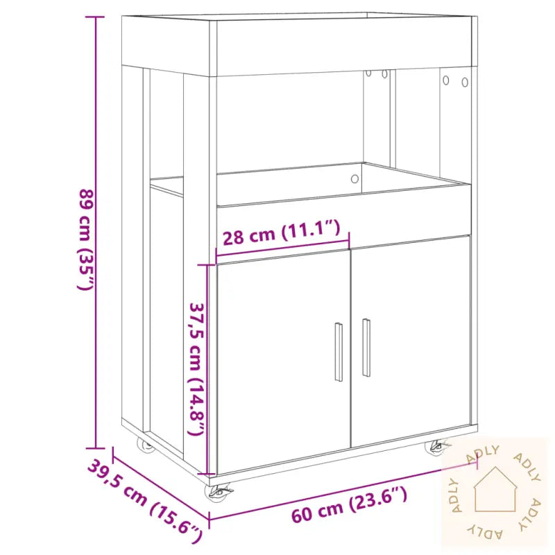 Bartralle Sonoma Eik 60X39,5X89 Cm Konstruert Tre