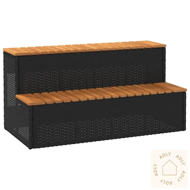 Badestamp Trinn Svart 100X50X50,5 Cm Polyrotting&Heltre Akasie