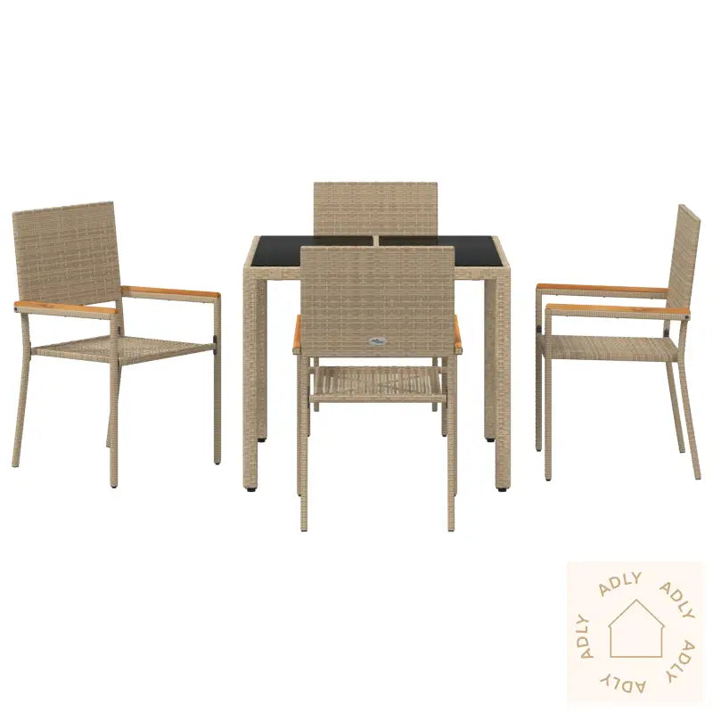 5-Delt Hage Spisegruppe Beige Polyrotting