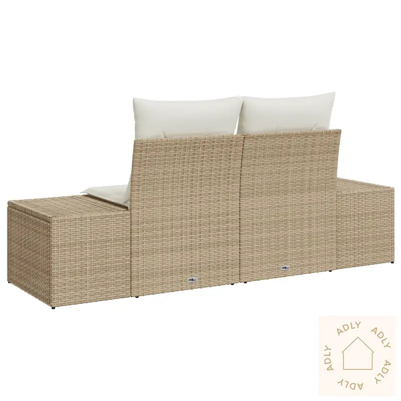 2-Seters Hagesofa Med Puter Beige Poly Rattan