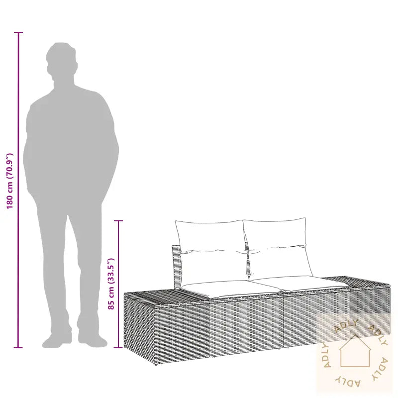 2-Seters Hagesofa Med Puter Beige Poly Rattan