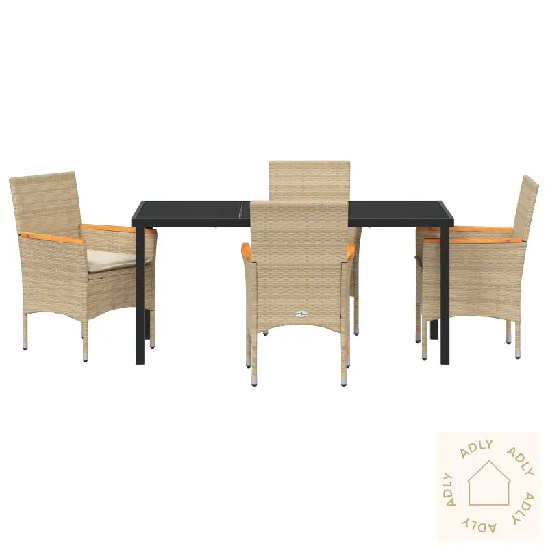 5-Delt Hage Spisesett Med Puter Beige Poly Rotting