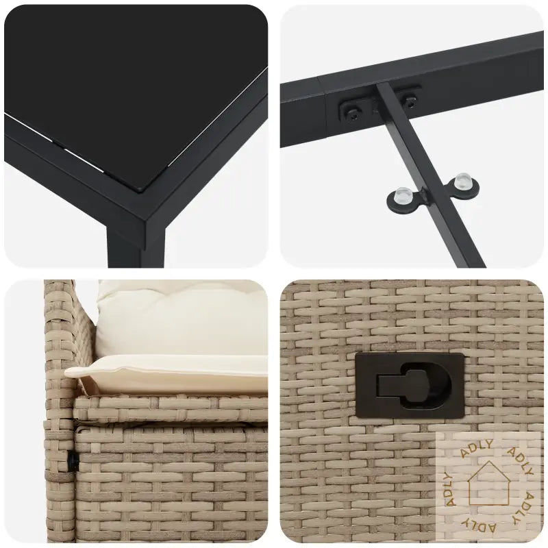 7-Delt Hage Spisegruppe Med Puter Beige Poly Rattan