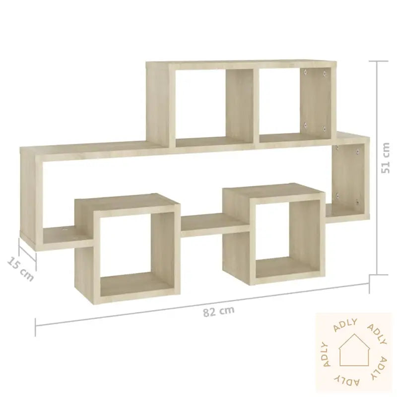 Bilformet Vegghylle Sonoma Eik 82X15X51 Cm Konstruert Tre