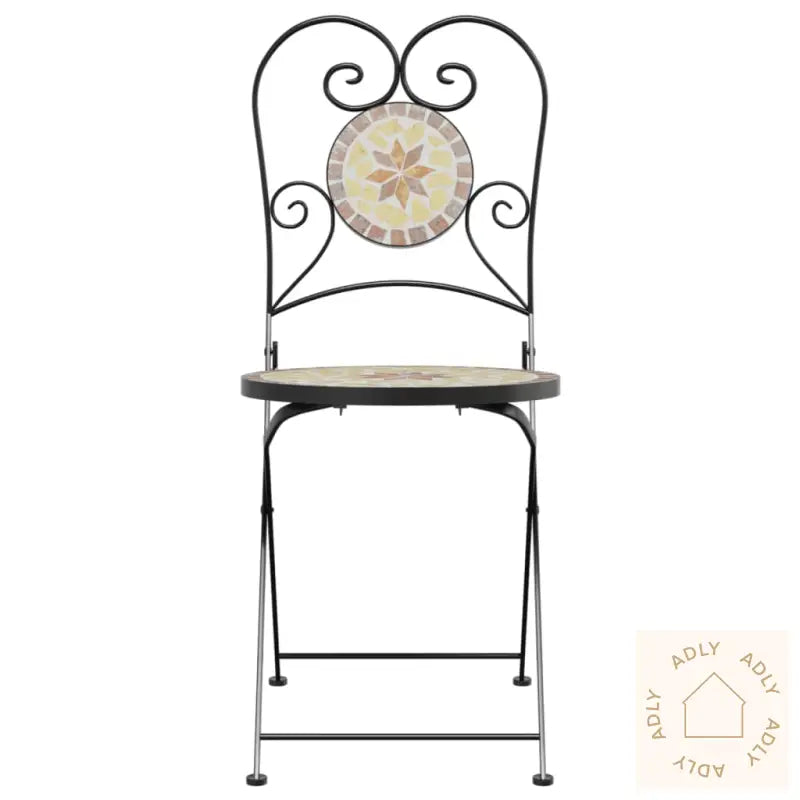 Sammenleggbare Bistrostoler 2 Stk Terrakotta Og Hvit Keramikk