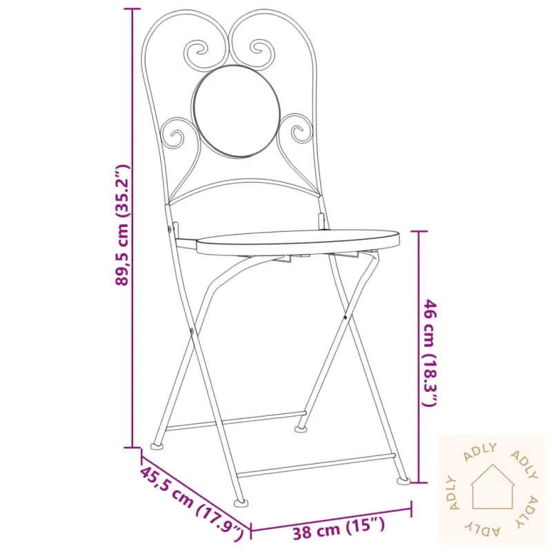 Sammenleggbare Bistrostoler 2 Stk Terrakotta Og Hvit Keramikk