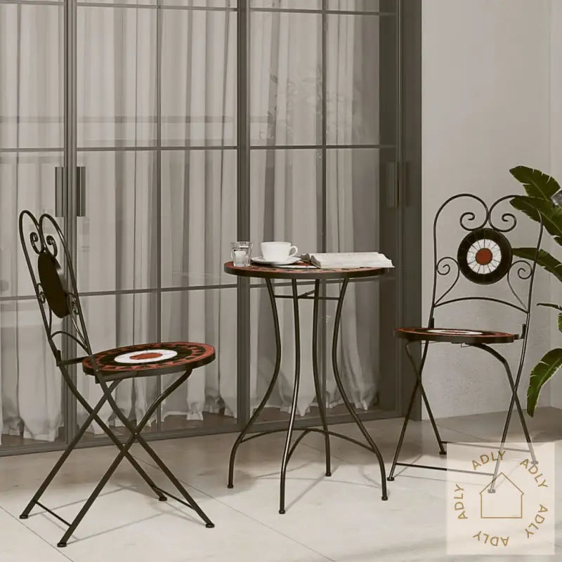 Sammenleggbare Bistrostoler 2 Stk Terrakotta Og Hvit Keramikk