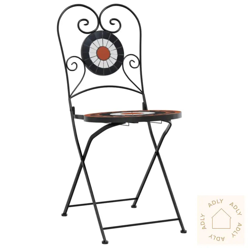 Sammenleggbare Bistrostoler 2 Stk Terrakotta Og Hvit Keramikk