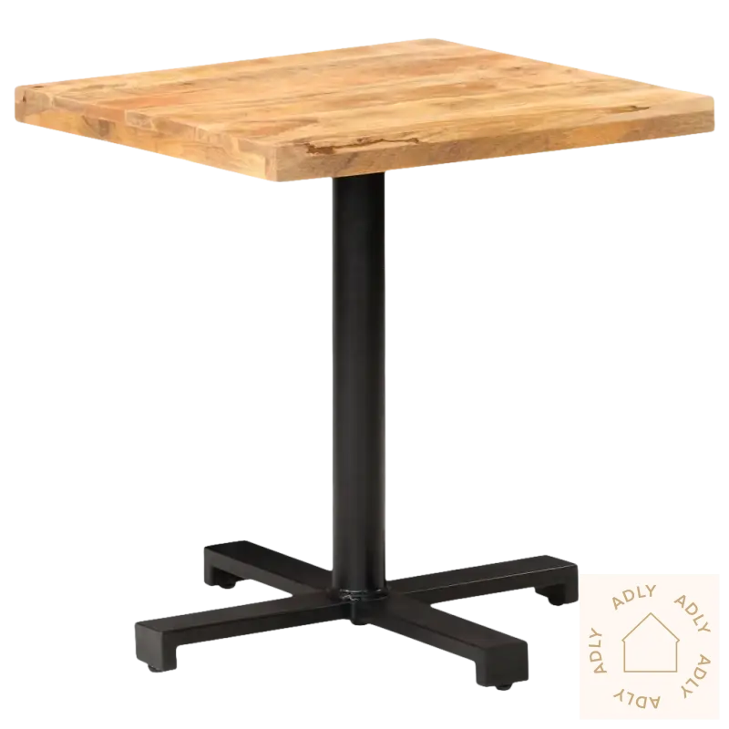 Square grovt mangotre hagebord med svart metallbase passer perfekt som hagemøbler