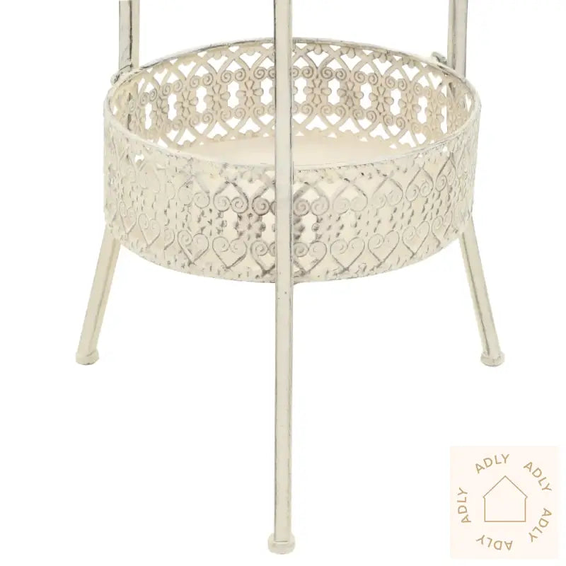 Bistrobord Gammeldags Stil Rund Metall 40X70 Cm Hvit