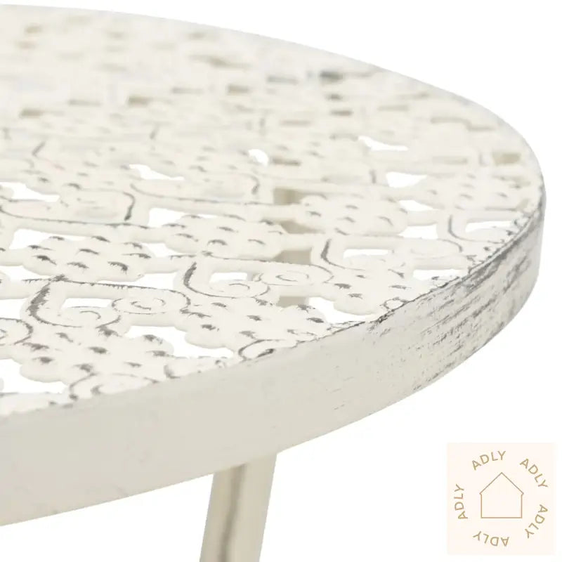 Bistrobord Gammeldags Stil Rund Metall 40X70 Cm Hvit