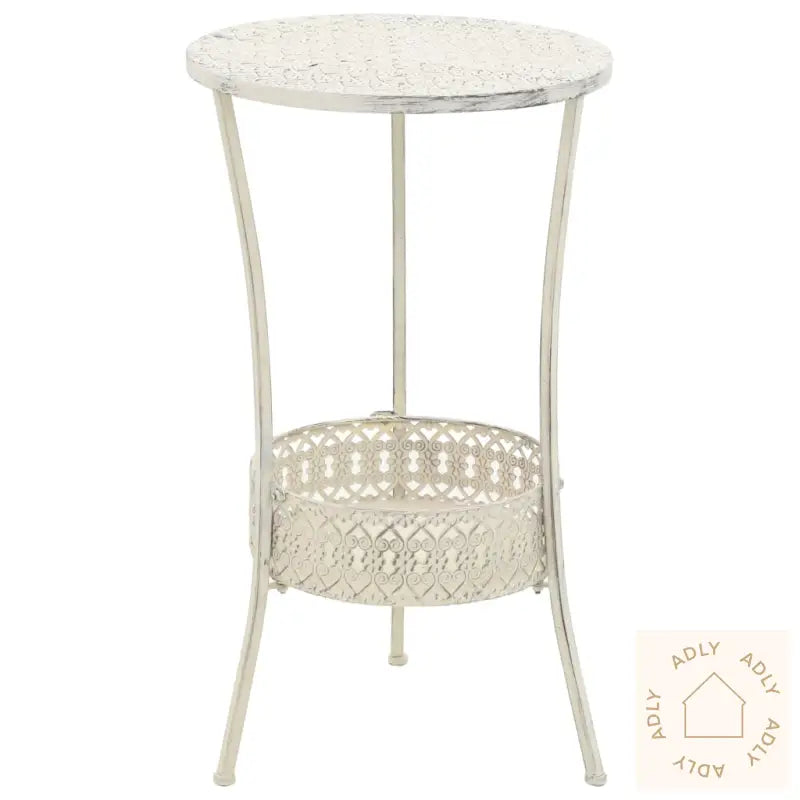 Bistrobord Gammeldags Stil Rund Metall 40X70 Cm Hvit