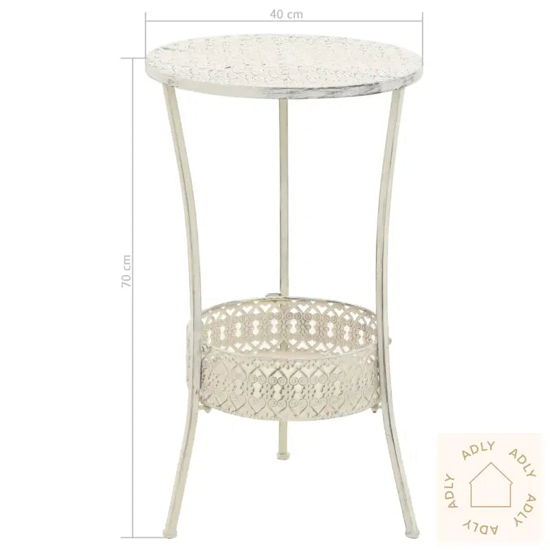 Bistrobord Gammeldags Stil Rund Metall 40X70 Cm Hvit