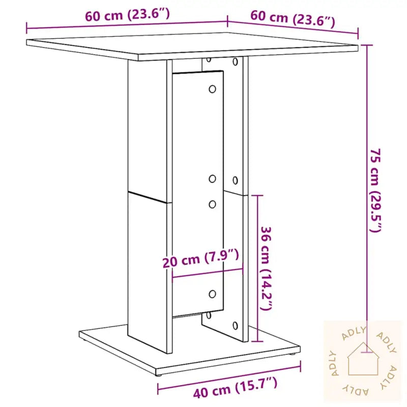Bistrobord Artisan Eik 60X60X75 Cm Konstruert Tre
