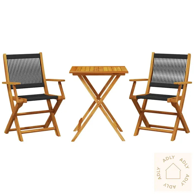 Bistrosett 3 Deler Svart Polypropylen Og Heltre