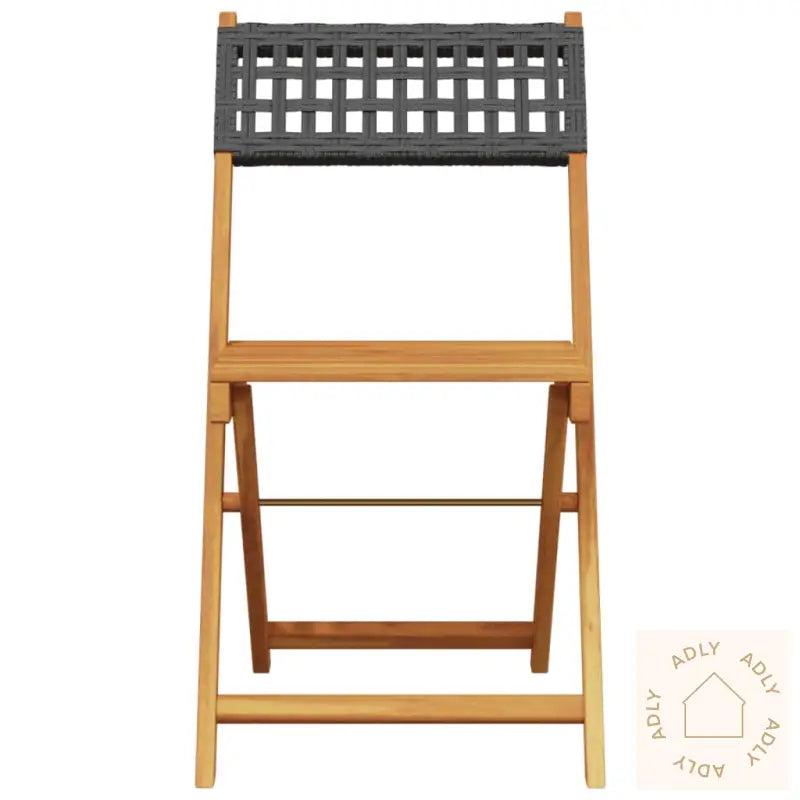 Bistrosett 3 Deler Svart Polyrotting Og Heltre