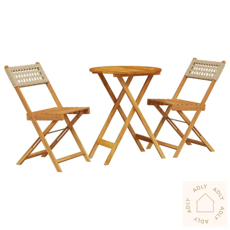 Bistrosett 3 Deler Beige Polyrotting Og Heltre