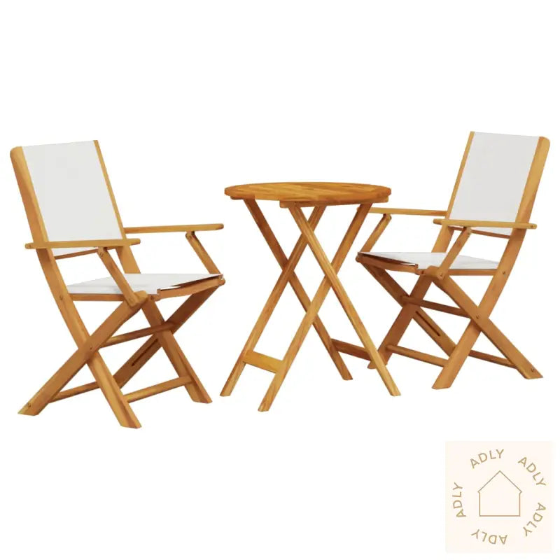 Bistrosett 3 Deler Kremhvit Stoff Og Heltre