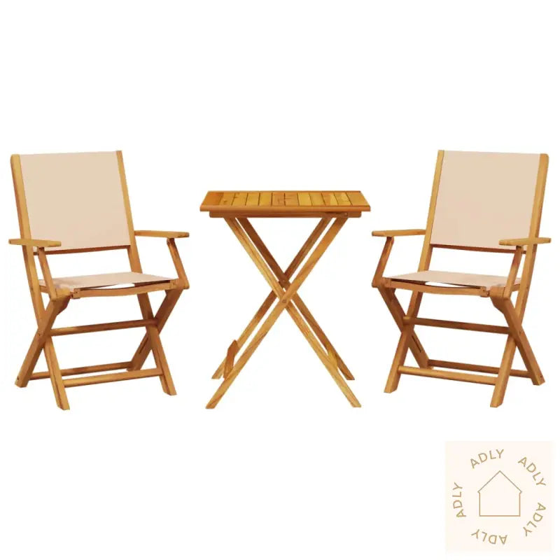 Bistrosett 3 Deler Beige Stoff Og Heltre