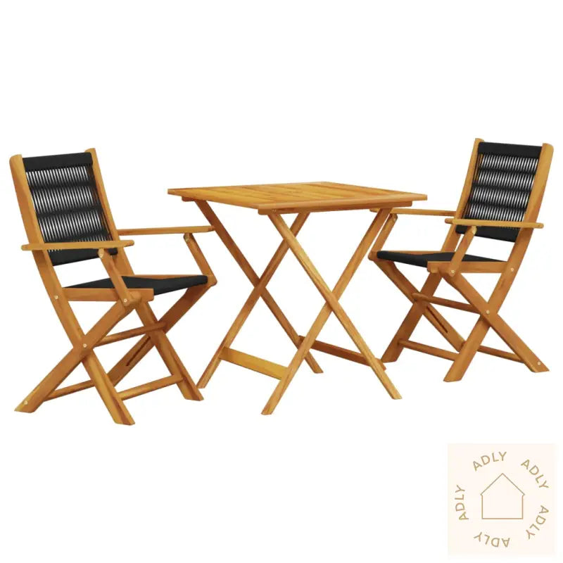 Bistrosett 3 Deler Svart Polypropylen Og Heltre