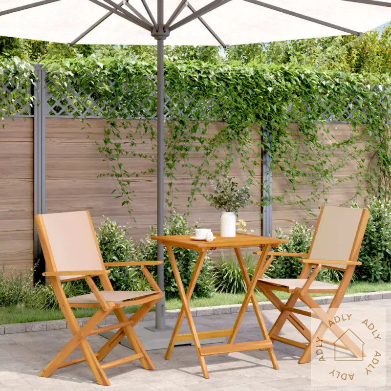 Bistrosett 3 Deler Beige Stoff Og Heltre