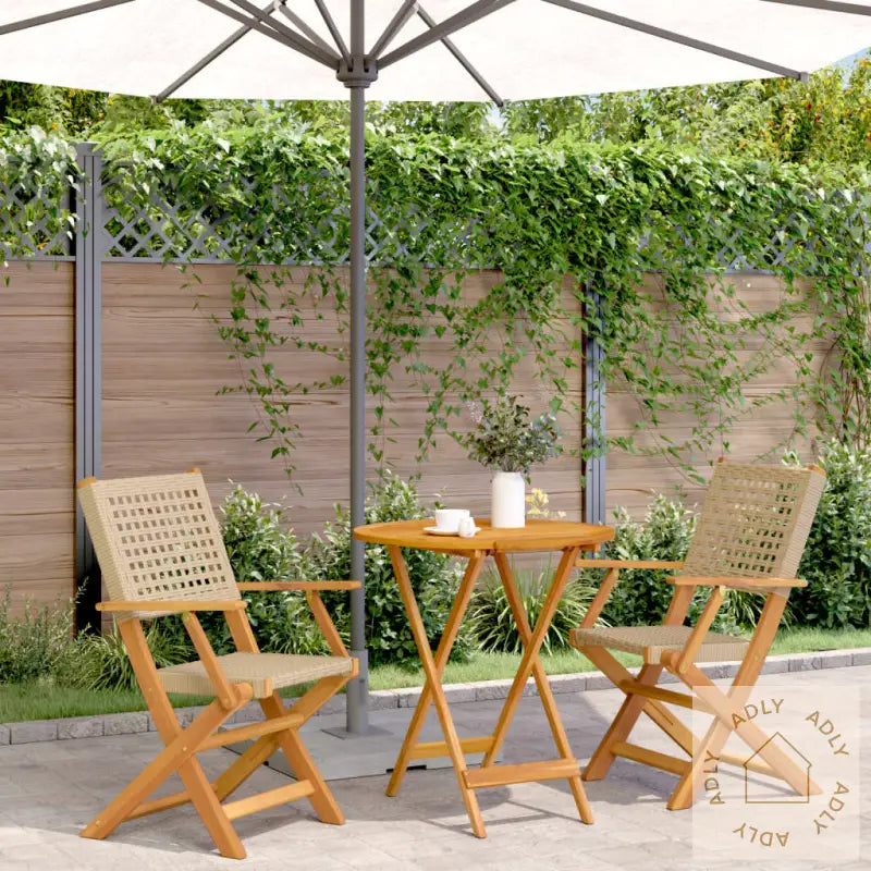 Bistrosett 3 Deler Beige Polyrotting Og Heltre