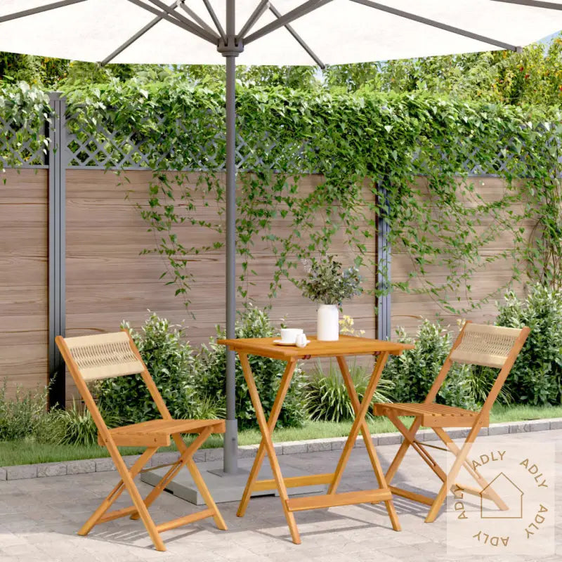 Bistrosett 3 Deler Beige Polypropylen Og Heltre