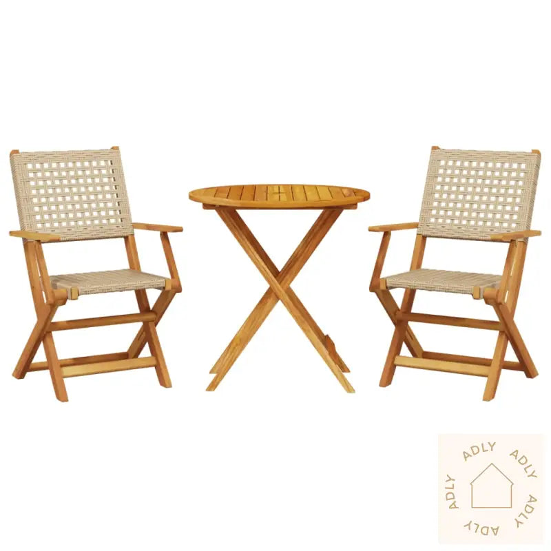 Bistrosett 3 Deler Beige Polyrotting Og Heltre