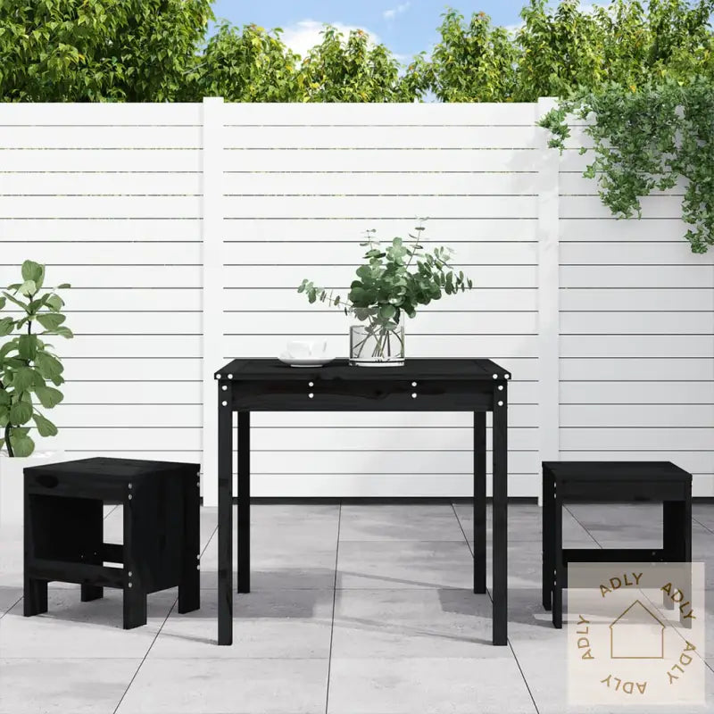 Hagebistrosett Svart 3 Deler Heltre Furu