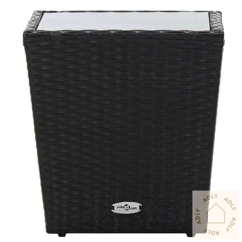 Bistrosett 3 Deler Polyrotting Og Herdet Glass Svart