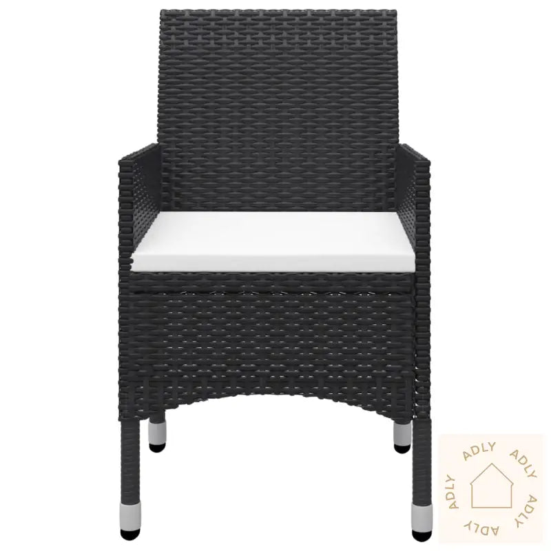 Bistrosett 3 Deler Polyrotting Og Herdet Glass Svart